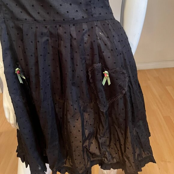 BETSEY JOHNSON INTIMATES EYELET PLEATED FRONT POCKET DRESS SIZE L LARGE - Picture 2 of 6